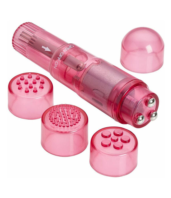 Cloud 9 Novelties Mini Massager Pocket Rocket Pink & 4 Attachments